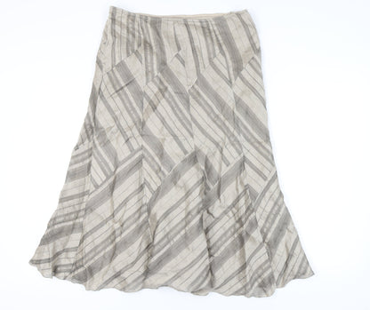 Marks and Spencer Women's Beige Striped Skirt, Size 14 Short