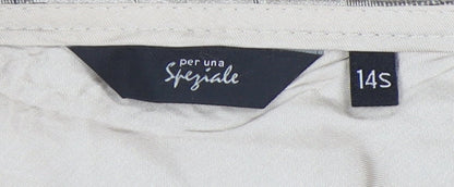 Marks and Spencer Women's Beige Striped Skirt, Size 14 Short