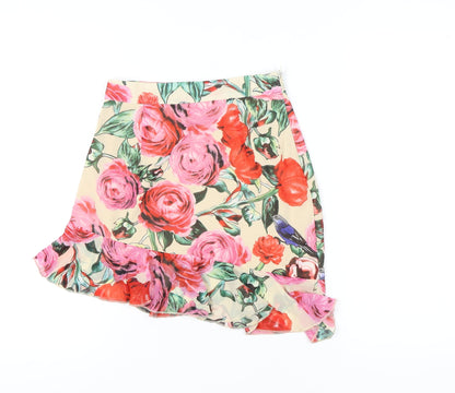 PrettyLittleThing Women's Multicoloured Floral Skirt, Size 8