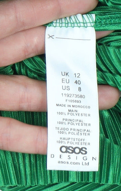 ASOS Design Green Wrap Dress - Size 12 - Long Sleeve