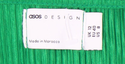 ASOS Design Green Wrap Dress - Size 12 - Long Sleeve