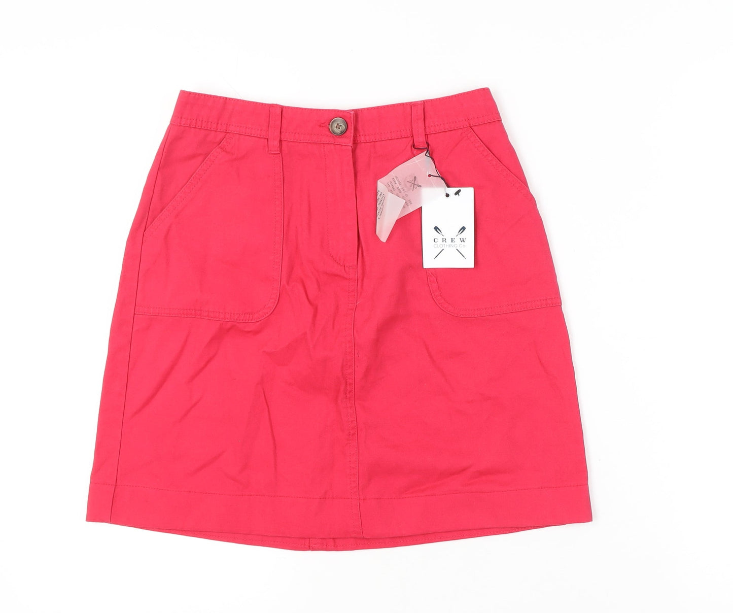 Crew Clothing Women's Red Knee-Length Cotton Skirt