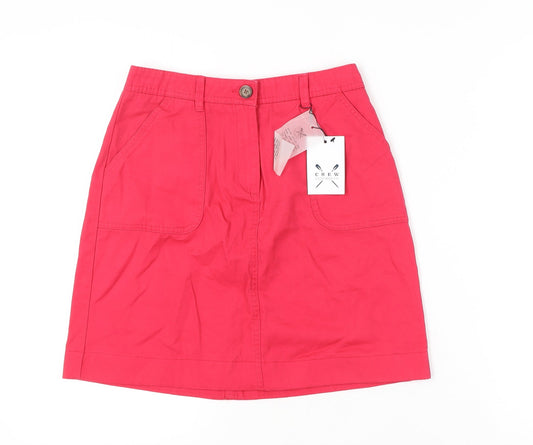 Crew Clothing Women's Red Knee-Length Cotton Skirt