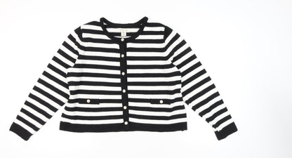 Happily Grey Women's Black Striped Cardigan Size 22/24