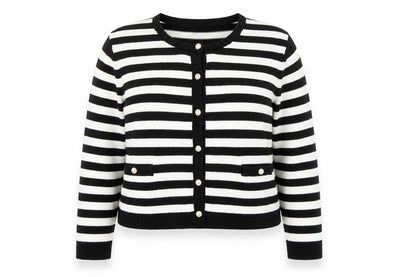 Happily Grey Women's Black Striped Cardigan Size 22/24