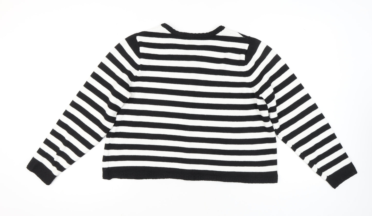 Happily Grey Women's Black Striped Cardigan Size 22/24