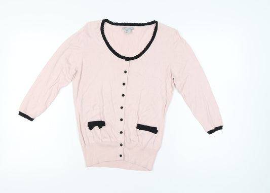 H&M Women's Pink Cardigan Size 12 Scoop Neck