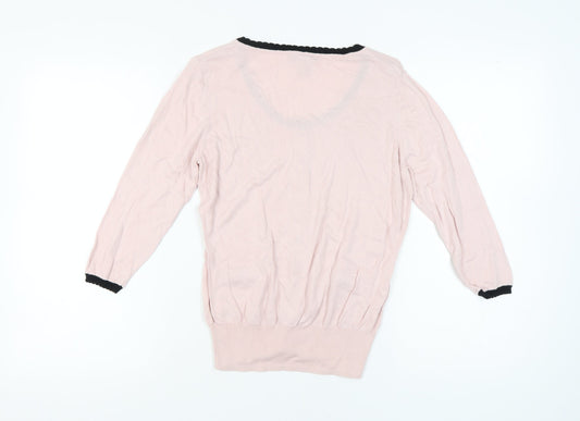 H&M Women's Pink Cardigan Size 12 Scoop Neck