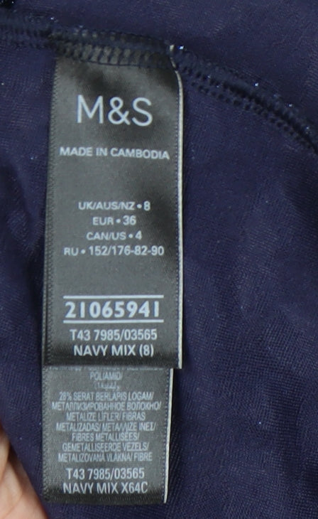 Womens UK Size 8 Marks and Spencer Blue Basic Blouse