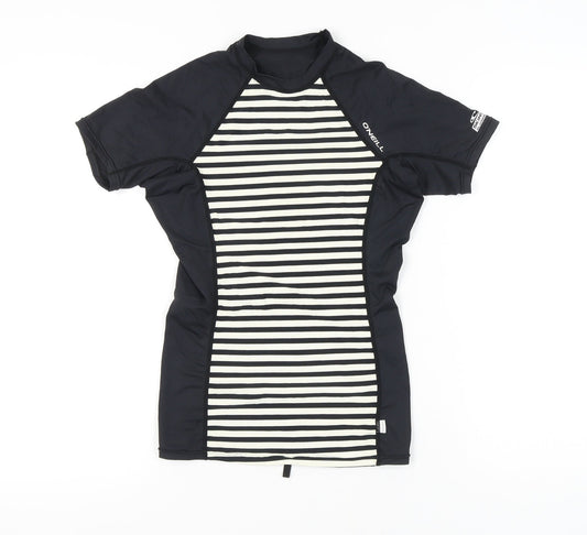 O'Neill Women's Black Striped T-Shirt Size 12