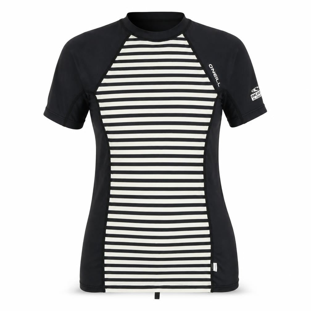 O'Neill Women's Black Striped T-Shirt Size 12