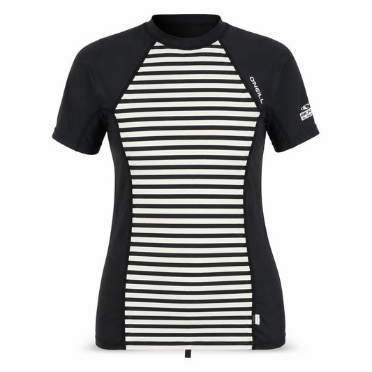 O'Neill Women's Black Striped T-Shirt Size 12