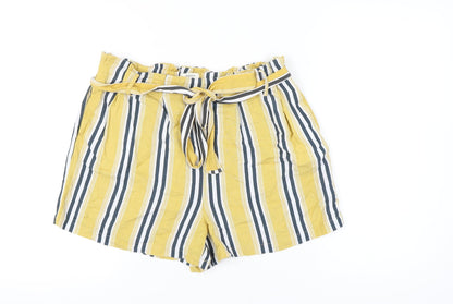 Papaya Women's Yellow Striped Paperbag Shorts Size 14