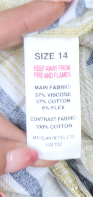 Papaya Women's Yellow Striped Paperbag Shorts Size 14