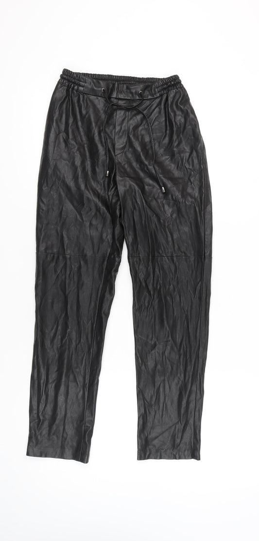 Womens UK Size XS MNG Regular Fit Jogger Black Trousers