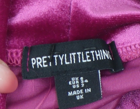 PrettyLittleThing Women's Pink Velvet Bodysuit Size 6