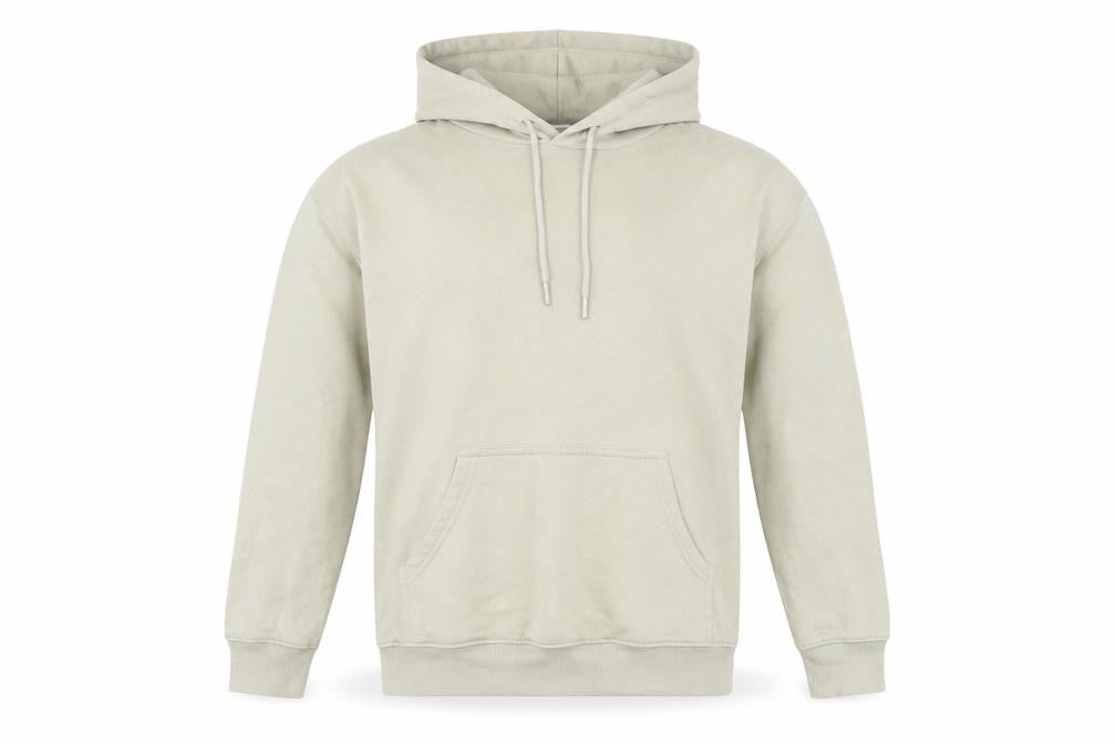 Front view of H&M Beige XS Pullover Hoodie unisex adults