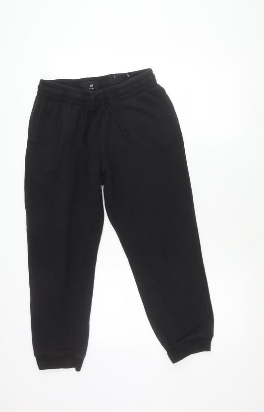 H&M Unisex Black Jogger Trousers - M, Fleece, Elastic Waist