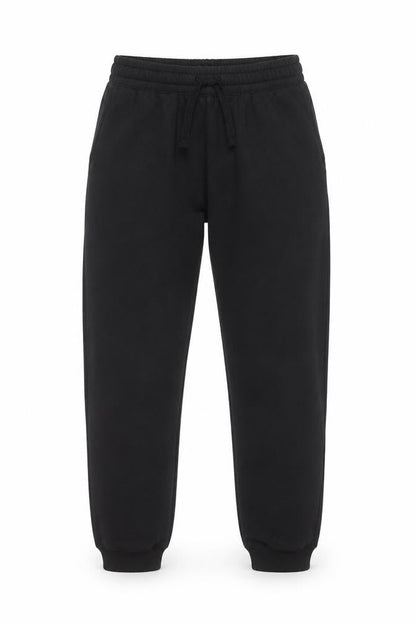 Front view of H&M unisex black jogger trousers - m, fleece, elastic waist