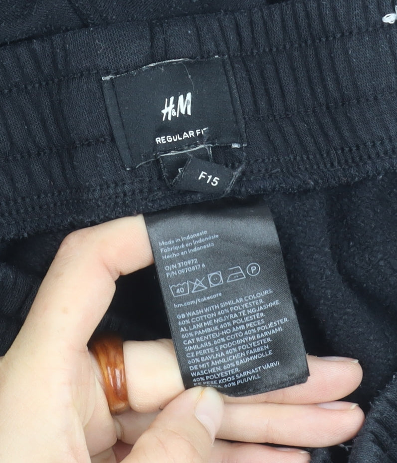 Unisex Adultss UK Size M H&M Regular Fit Jogger Black Trousers