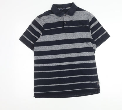 Marks and Spencer Men's Blue Striped Polo S