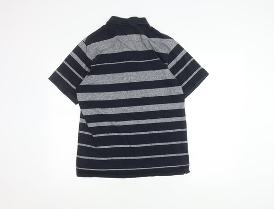 Marks and Spencer Men's Blue Striped Polo S