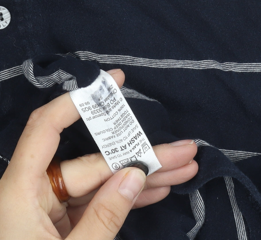 Marks and Spencer Men's Blue Striped Polo S