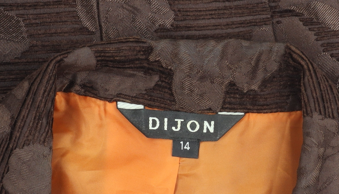 DIJON Women's Brown Floral Blazer Size 14 Featuring Notch Lapel