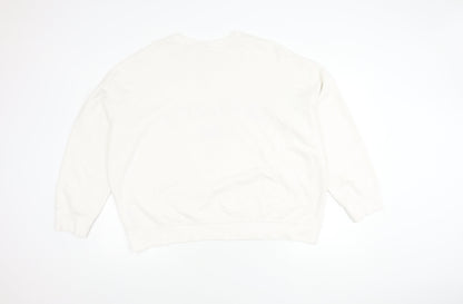 Women's White Pullover Sweatshirt, Large, City Theme