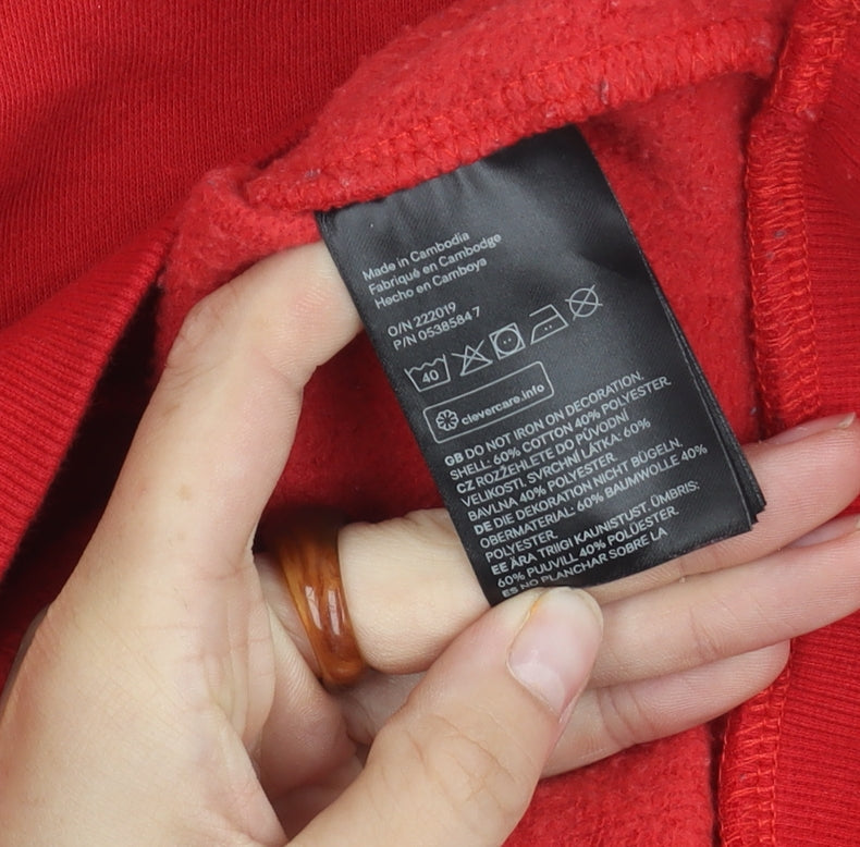 H&M Women's Red Embroidered Sweatshirt Size 12