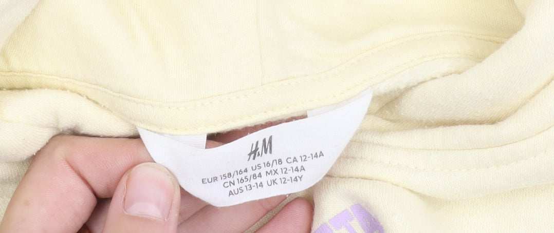 H&M Girls Ivory Pullover Hoodie 12-13 Years - Casual Comfort