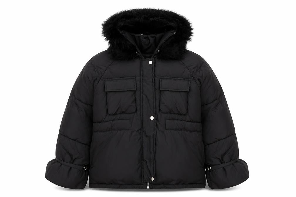 Boohoo Women's Black Puffer Jacket Size 14 - Winter Essential
