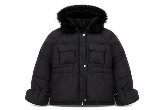 Boohoo Women's Black Puffer Jacket Size 14 - Winter Essential