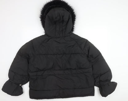 Boohoo Women's Black Puffer Jacket Size 14 - Winter Essential