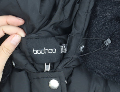 Boohoo Women's Black Puffer Jacket Size 14 - Winter Essential