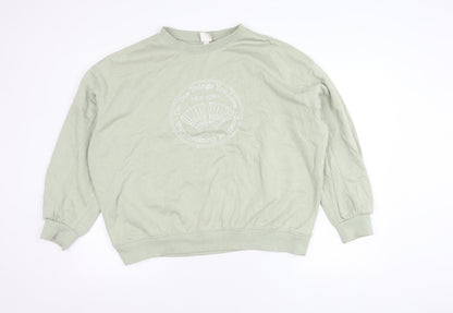 H&M Women's Green Pullover Sweatshirt Size L
