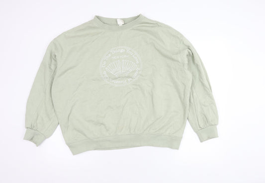 H&M Women's Green Pullover Sweatshirt Size L