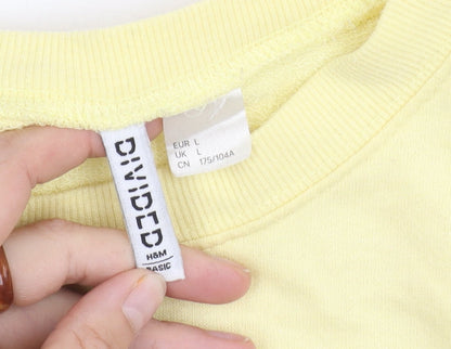 H&M Women's Yellow Pullover Sweatshirt, Size L, Casual