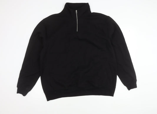 Zara Men's Black XL 1/4 Zip Sweatshirt