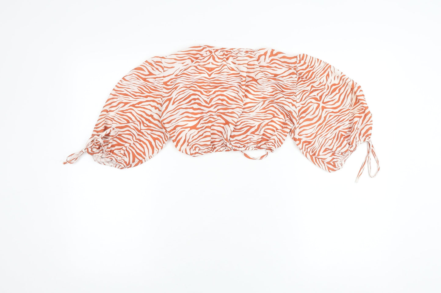 Boohoo Women's Orange Cropped Zebra Print Top