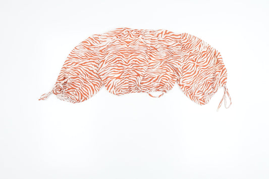 Boohoo Women's Orange Cropped Zebra Print Top