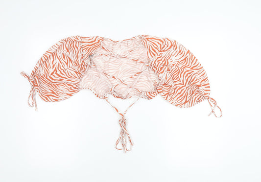 Boohoo Women's Orange Cropped Zebra Print Top