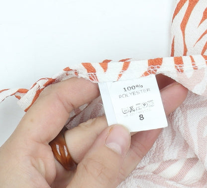 Boohoo Women's Orange Cropped Zebra Print Top