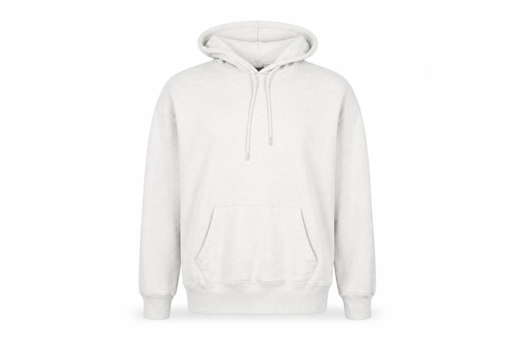 Front view of New Look unisex adults white pullover hoodie m