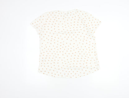 Zara Women's White Polka Dot T-Shirt, Size 12
