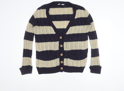 Blonde+Blonde Women's Blue Striped Cardigan Size 8