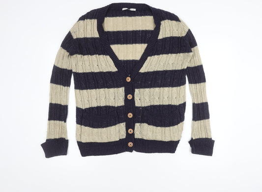 Blonde + Blonde Women's Blue Striped Cardigan Size 8