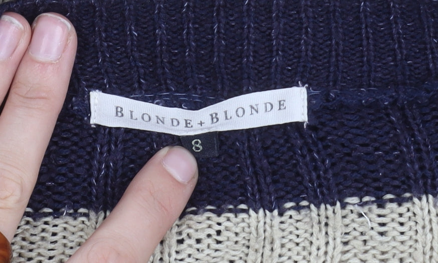 Blonde+Blonde Women's Blue Striped Cardigan Size 8