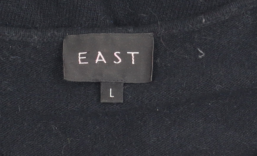 East Women's Black Wool Cardigan, Floral, Size L