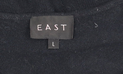 East Women's Black Wool Cardigan, Floral, Size L